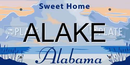 ALAKE Alabama License Plate