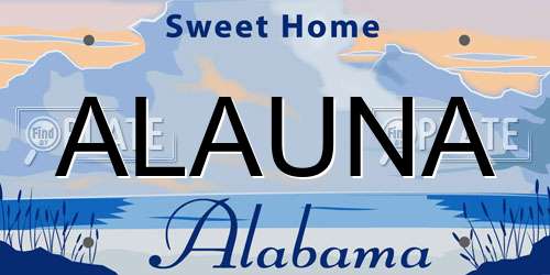 ALAUNA Alabama License Plate