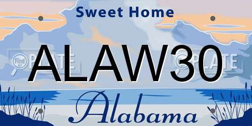 ALAW30 Alabama License Plate
