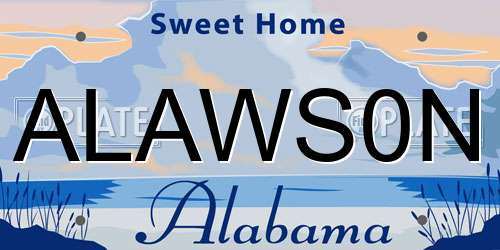 ALAWS0N Alabama License Plate