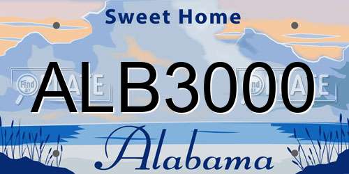 ALB3000 Alabama License Plate