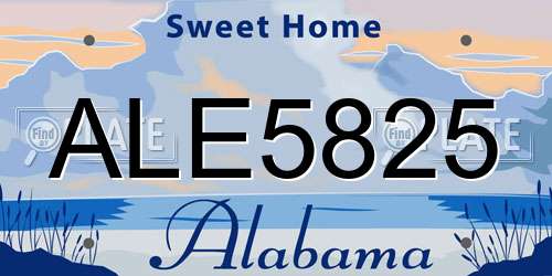 ALE5825 Alabama License Plate