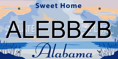 ALEBBZB Alabama License Plate