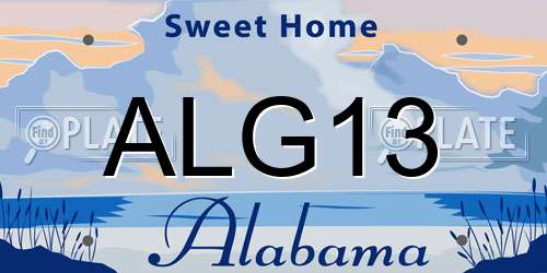 ALG13 Alabama License Plate