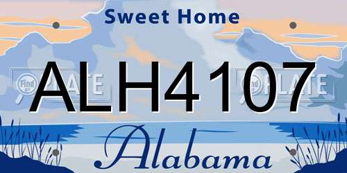 ALH4107 Alabama License Plate