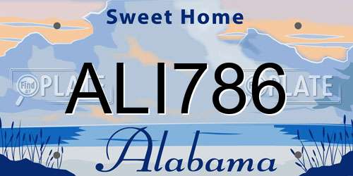 ALI786 Alabama License Plate