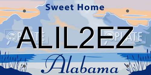 ALIL2EZ Alabama License Plate