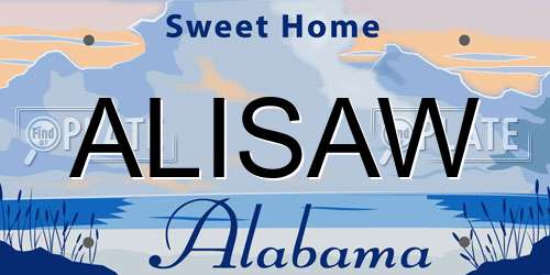 ALISAW Alabama License Plate