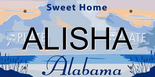 ALISHA Alabama License Plate