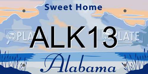 ALK13 Alabama License Plate