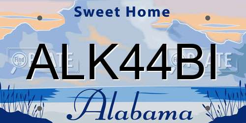 ALK44BI Alabama License Plate