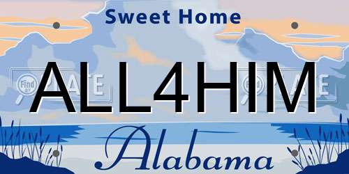 ALL4HIM Alabama License Plate