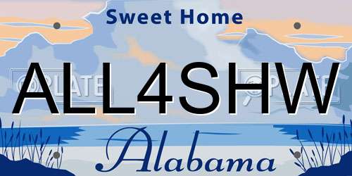 ALL4SHW Alabama License Plate
