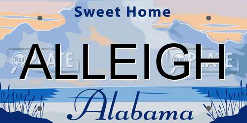 ALLEIGH Alabama License Plate