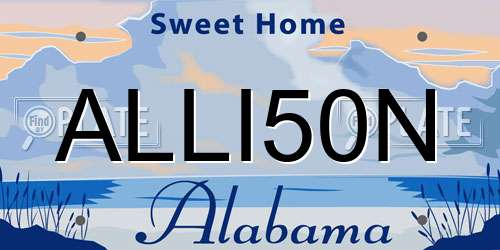ALLI50N Alabama License Plate
