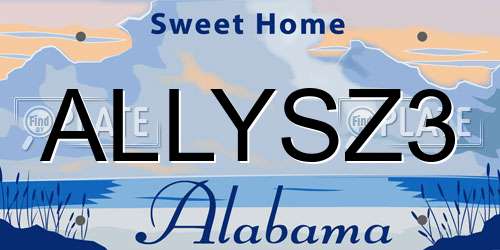 ALLYSZ3 Alabama License Plate