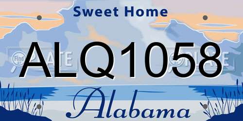 ALQ1058 Alabama License Plate