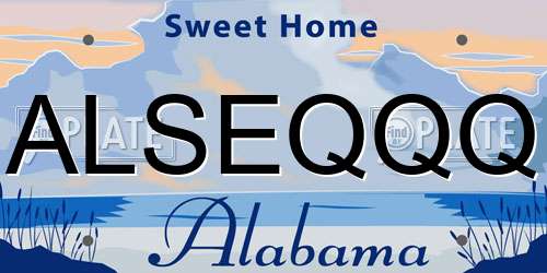 ALSEQQQ Alabama License Plate