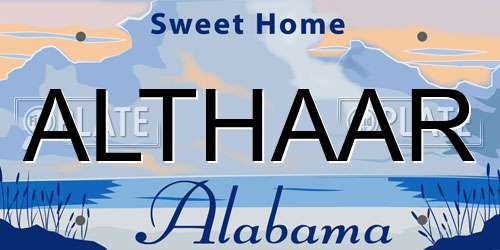 ALTHAAR Alabama License Plate