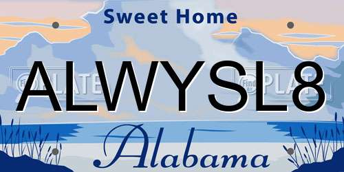 ALWYSL8 Alabama License Plate