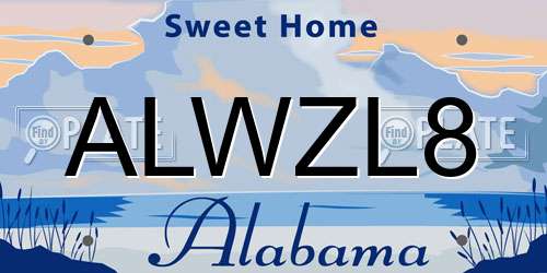 ALWZL8 Alabama License Plate