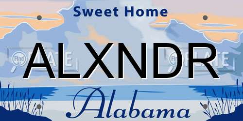 ALXNDR Alabama License Plate
