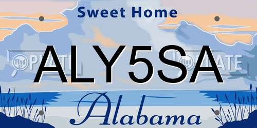 ALY5SA Alabama License Plate
