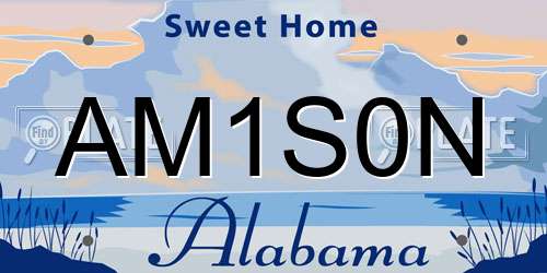 AM1S0N Alabama License Plate