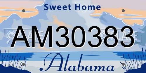 AM30383 Alabama License Plate