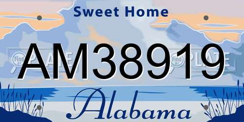 AM38919 Alabama License Plate