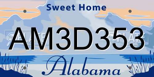 AM3D353 Alabama License Plate