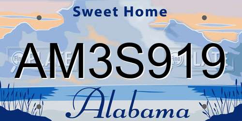 AM3S919 Alabama License Plate