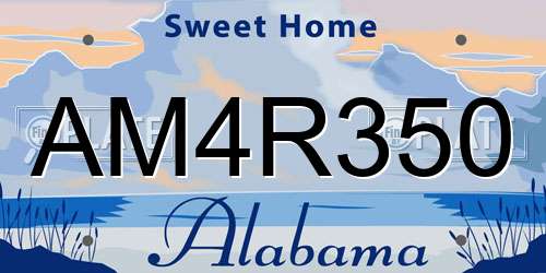 AM4R350 Alabama License Plate
