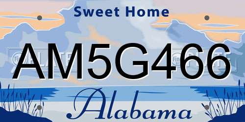 AM5G466 Alabama License Plate