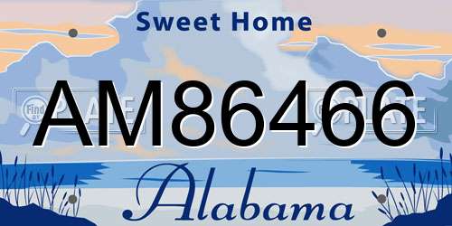 AM86466 Alabama License Plate