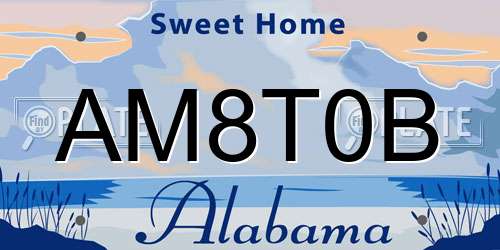 AM8T0B Alabama License Plate