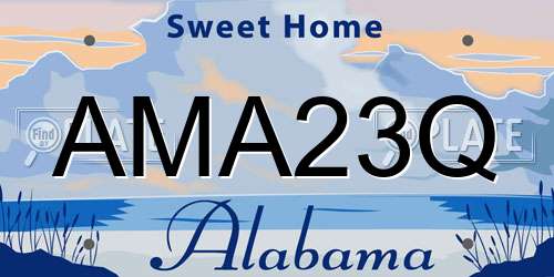 AMA23Q Alabama License Plate