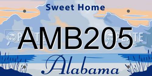 AMB205 Alabama License Plate