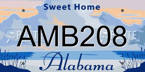 AMB208 Alabama License Plate