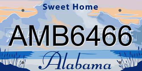 AMB6466 Alabama License Plate