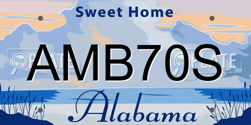 AMB70S Alabama License Plate