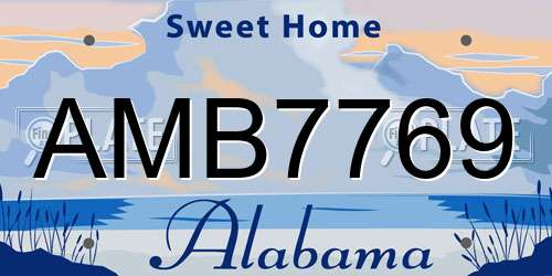 AMB7769 Alabama License Plate