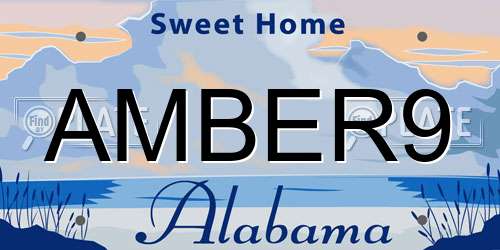 AMBER9 Alabama License Plate
