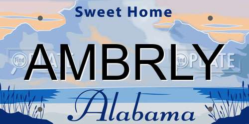 AMBRLY Alabama License Plate
