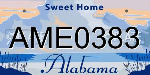 AME0383 Alabama License Plate
