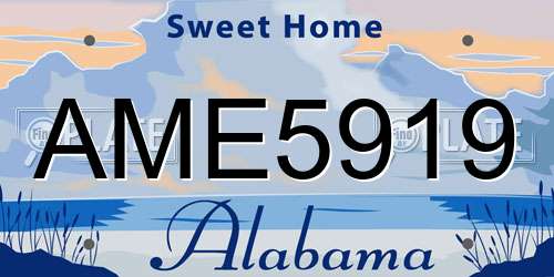 AME5919 Alabama License Plate