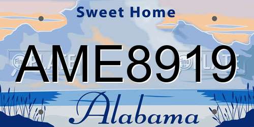 AME8919 Alabama License Plate