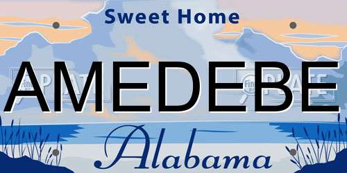 AMEDEBE Alabama License Plate