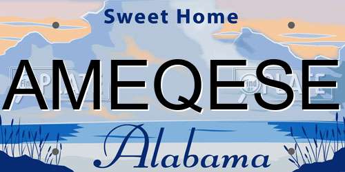 AMEQESE Alabama License Plate