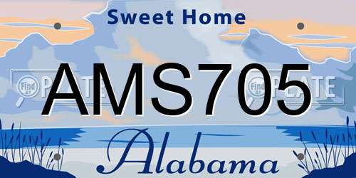 AMS705 Alabama License Plate